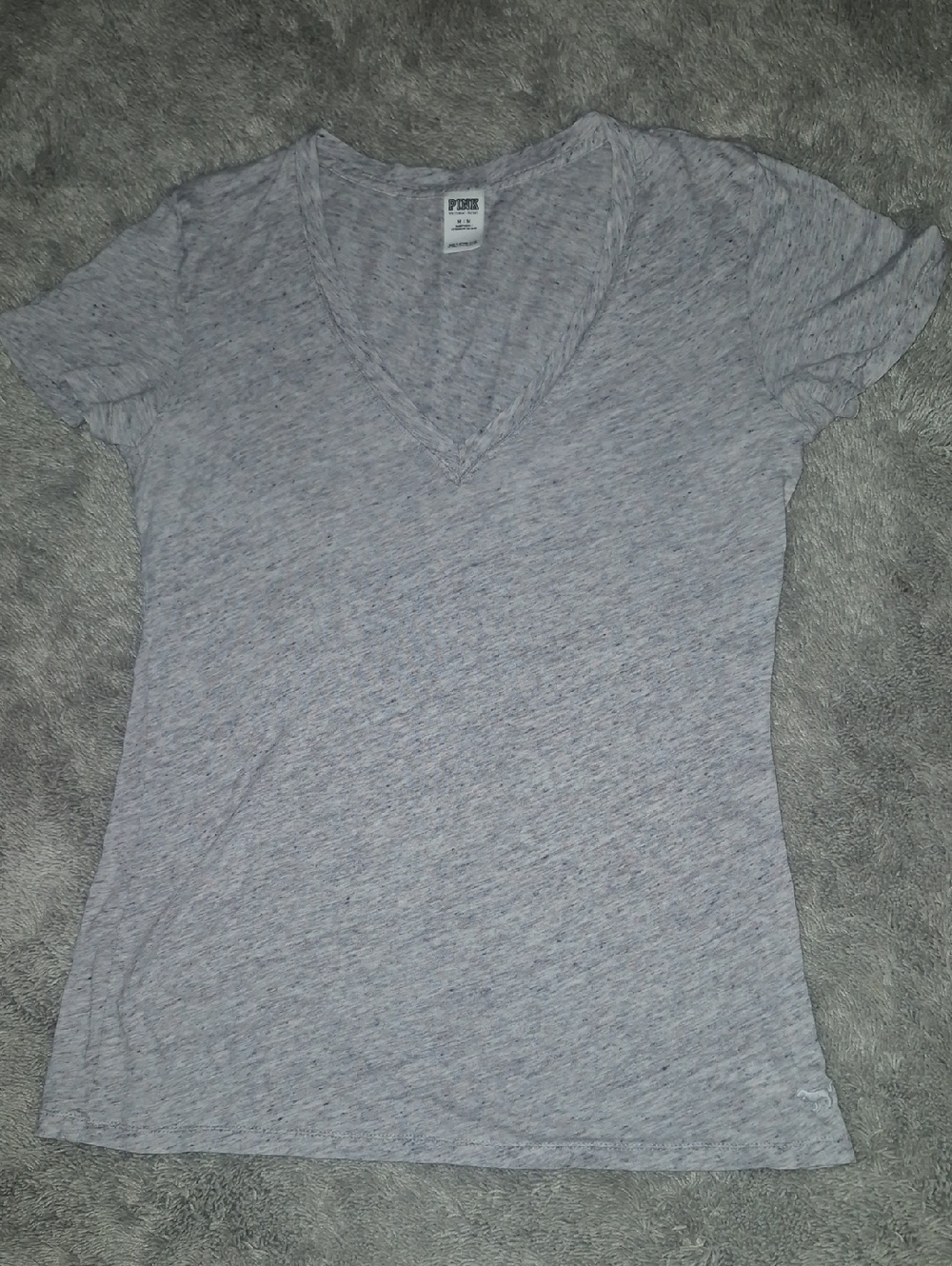 PINK Victoria's Secret Heather Gray V-Neck Short Sleeve Tee
